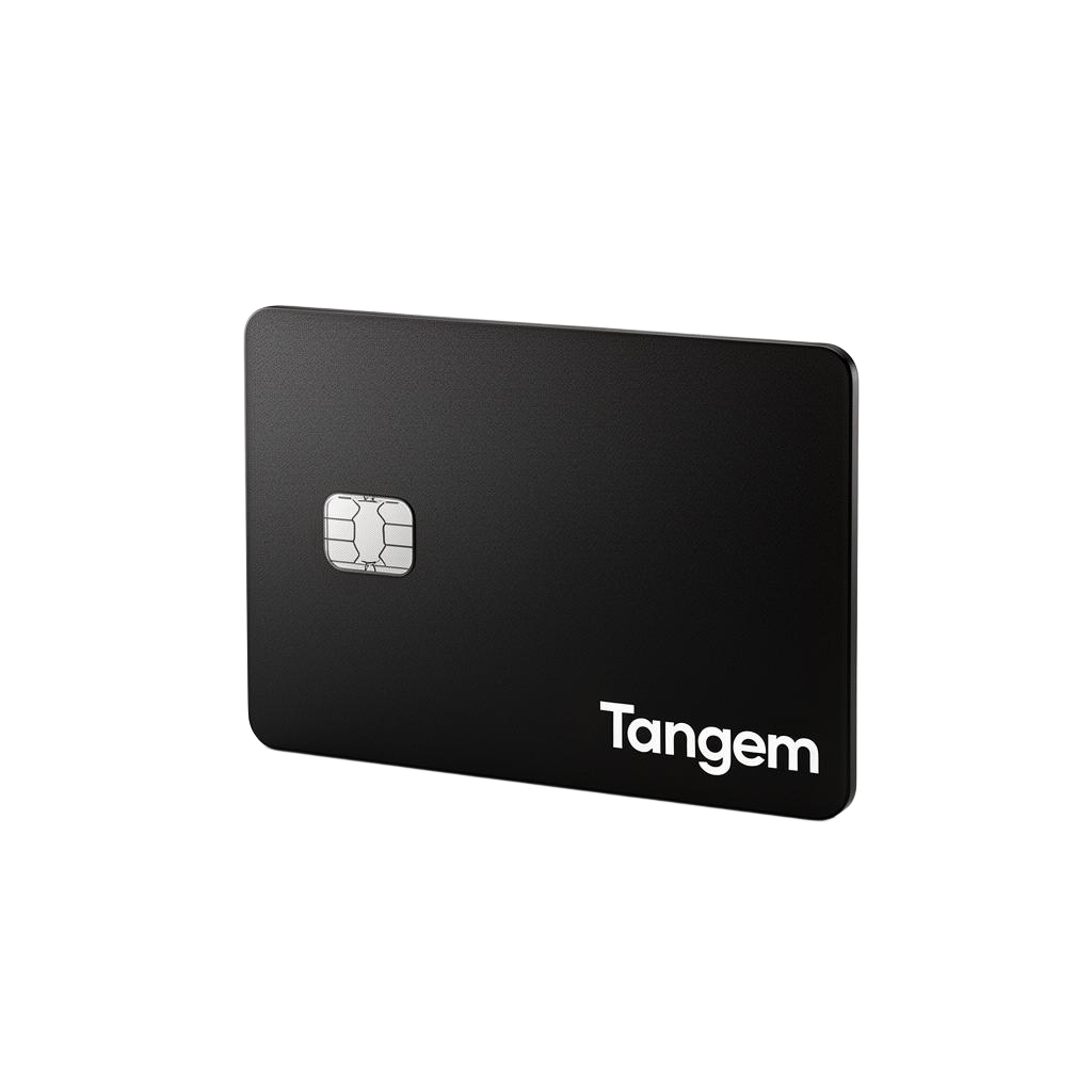 Tangem Wallet card on dark studio background